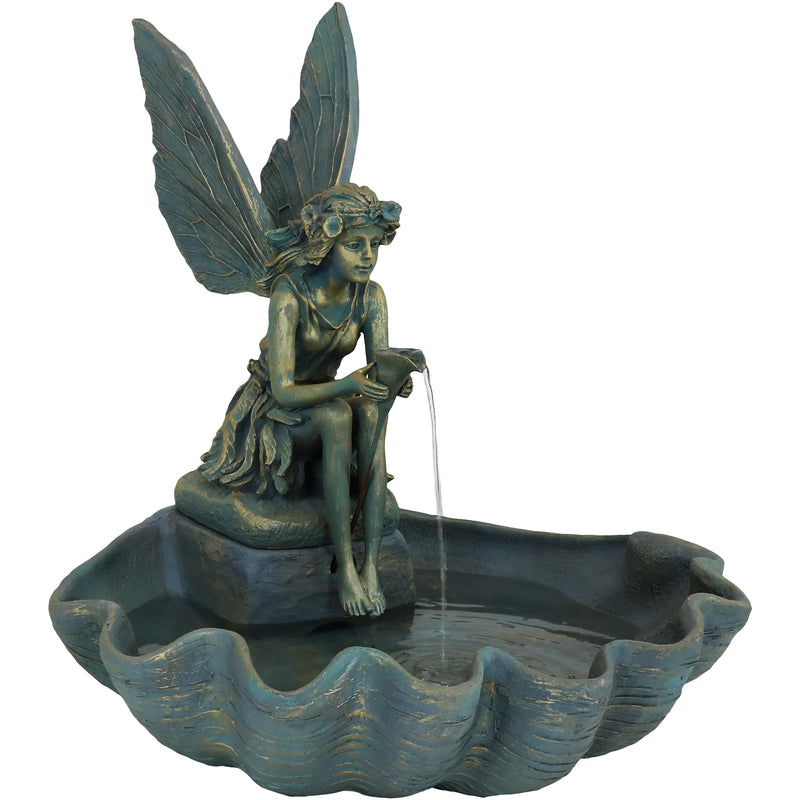 Sunnydaze Fairy Shell Outdoor Water Fountain - 30 Inch Tall