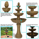 Sunnydaze Large 4-Tier Eggshell Outdoor Fountain with LED Lights - 65"