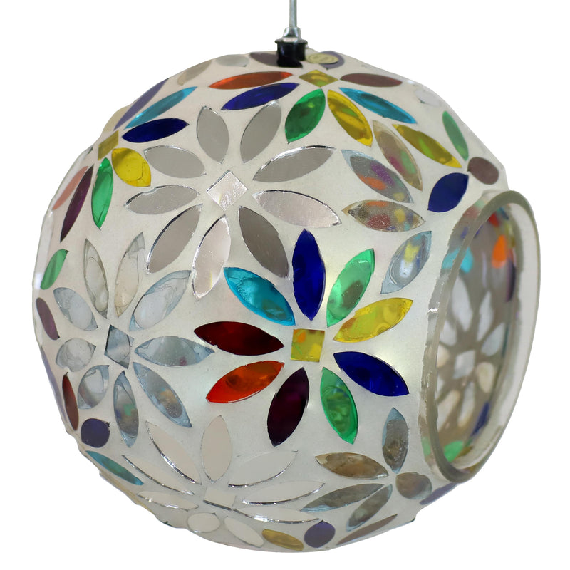 Sunnydaze Round Mosaic Glass Hanging Bird Feeder - 6"