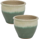 Sunnydaze Set of 2 Chalet High-Fired Glazed Ceramic Planter