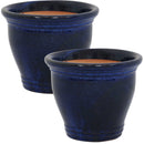 Sunnydaze Studio Glazed Ceramic Planter - Set of 2