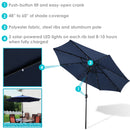 Sunnydaze 9' Solar LED Outdoor Patio Umbrella with Tilt and Crank