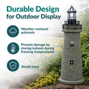 Sunnydaze Cobblestone 35" Outdoor Solar Lighthouse Lamp - LED Beacon
