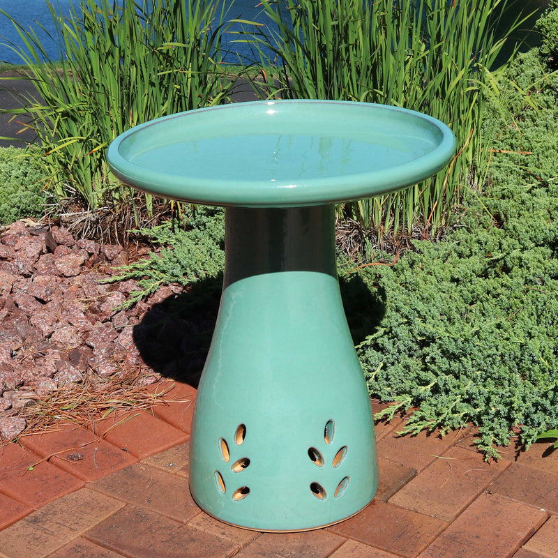 Sunnydaze Glazed Ceramic Classic Outdoor Bird Bath