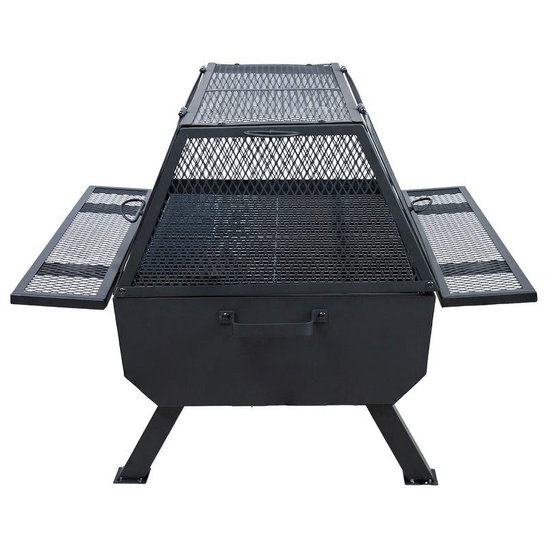 Sunnydaze Outdoor Fire Pit with Grill and Spark Screen -36" H