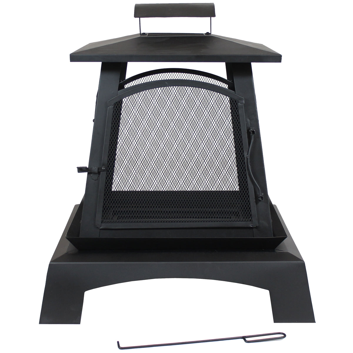 Sunnydaze Pagoda Style Steel with Black Finish Outdoor Fireplace - 32