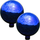 Sunnydaze Blue Mirrored Surface Gazing Globe Ball - 10-Inch - Set of 2