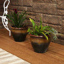 Sunnydaze Set of 2 Chalet High-Fired Glazed Ceramic Planters