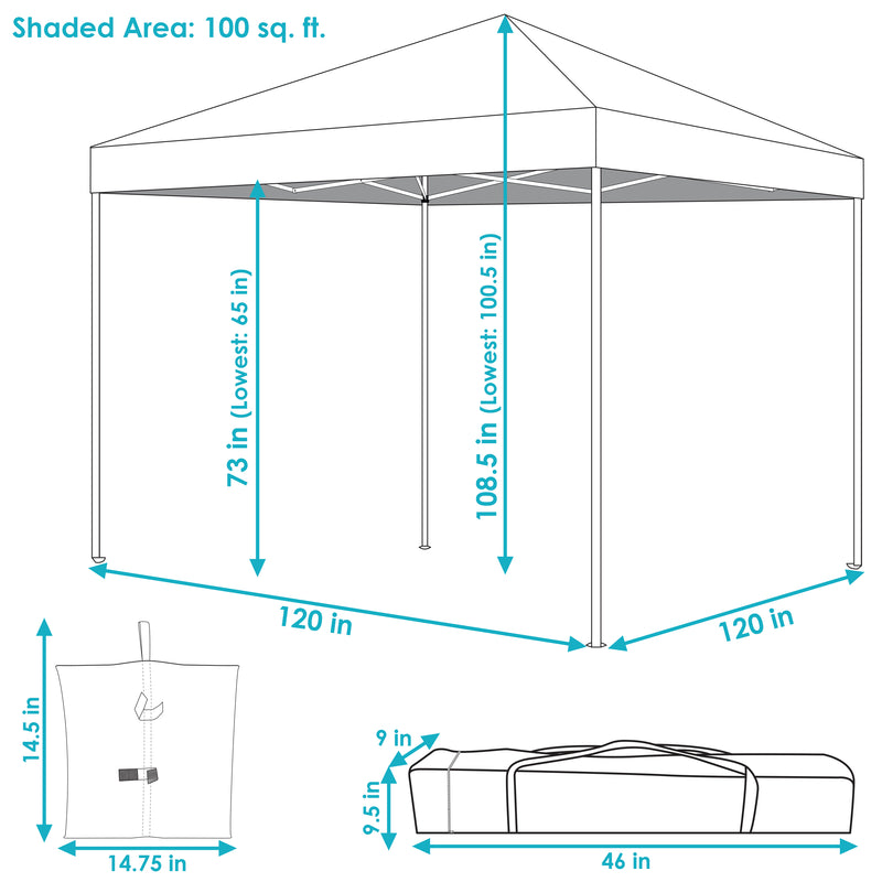 Sunnydaze Standard Pop-Up Canopy with Carry Bag and Sandbags