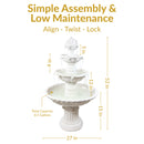Sunnydaze 3-Tier Outdoor Water Fountain with Fruit Top - White - 52" H