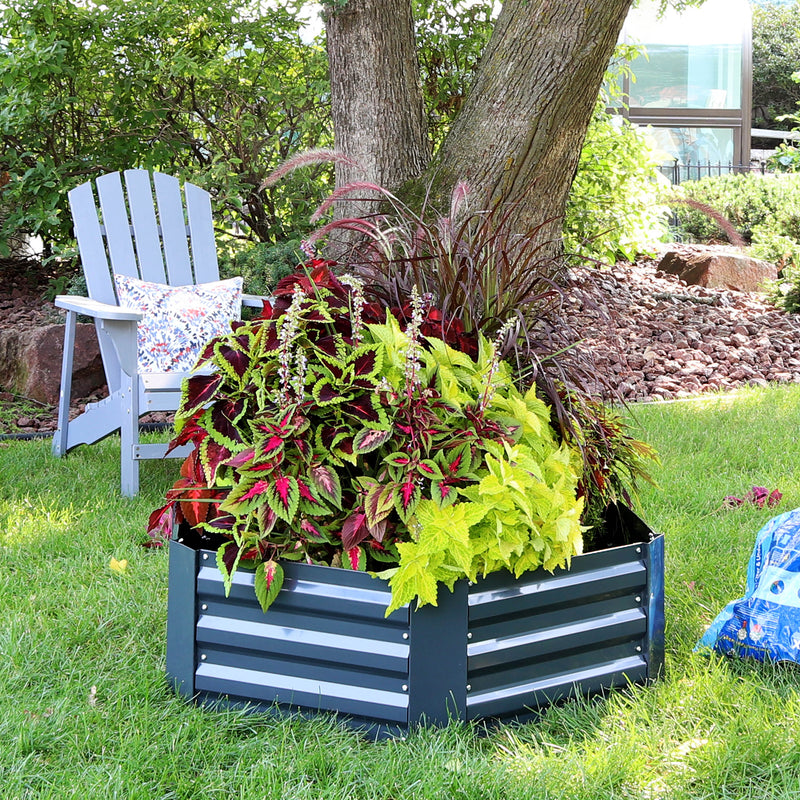 Sunnydaze Galvanized Steel Raised Garden Bed - Hexagon - 40.5"