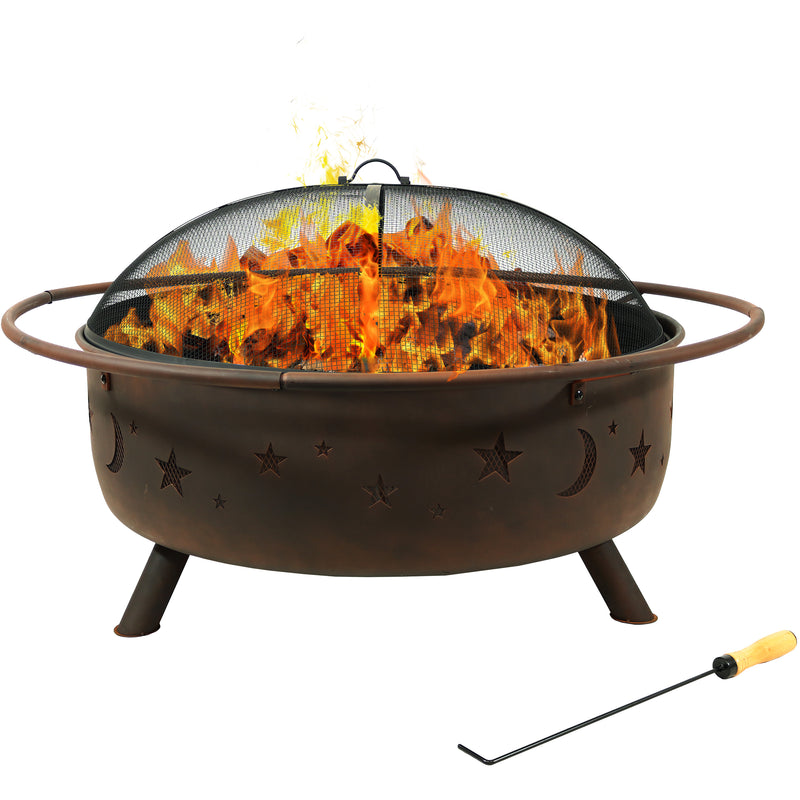 Sunnydaze Cosmic Large Outdoor Fire Pit with Spark Screen
