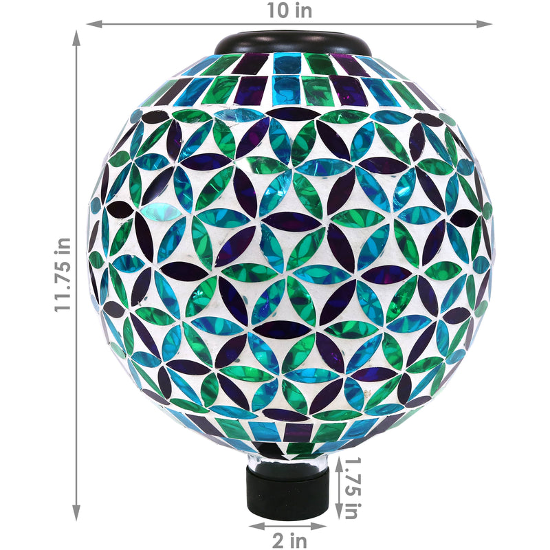 Sunnydaze Glass Mosaic Solar Garden Gazing Globe - 10"