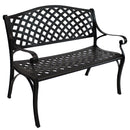 Sunnydaze 2-Person Checkered Cast Aluminum Metal Garden Bench - Black