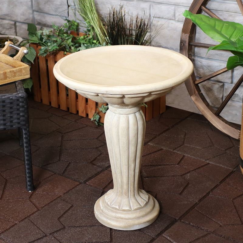 Sunnydaze Grecian Garden Reinforced Concrete Bird Bath - 16"