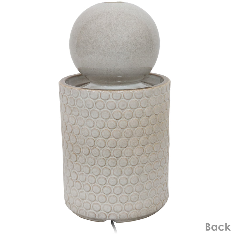 Sunnydaze Modern Orb on Circle-Pattern Base Ceramic Fountain - 23.5"