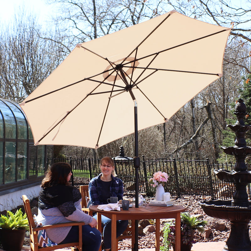Sunnydaze Aluminum 9' Patio Umbrella with Tilt and Crank Beige
