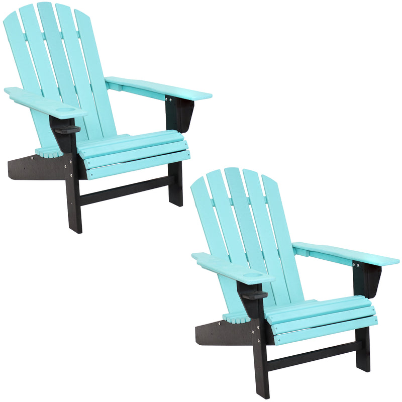 Sunnydaze All-Weather Two-Tone Outdoor Adirondack Chair with Drink Holder