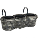 Sunnydaze Tri Over-the-Rail Planter - Round Polyrattan