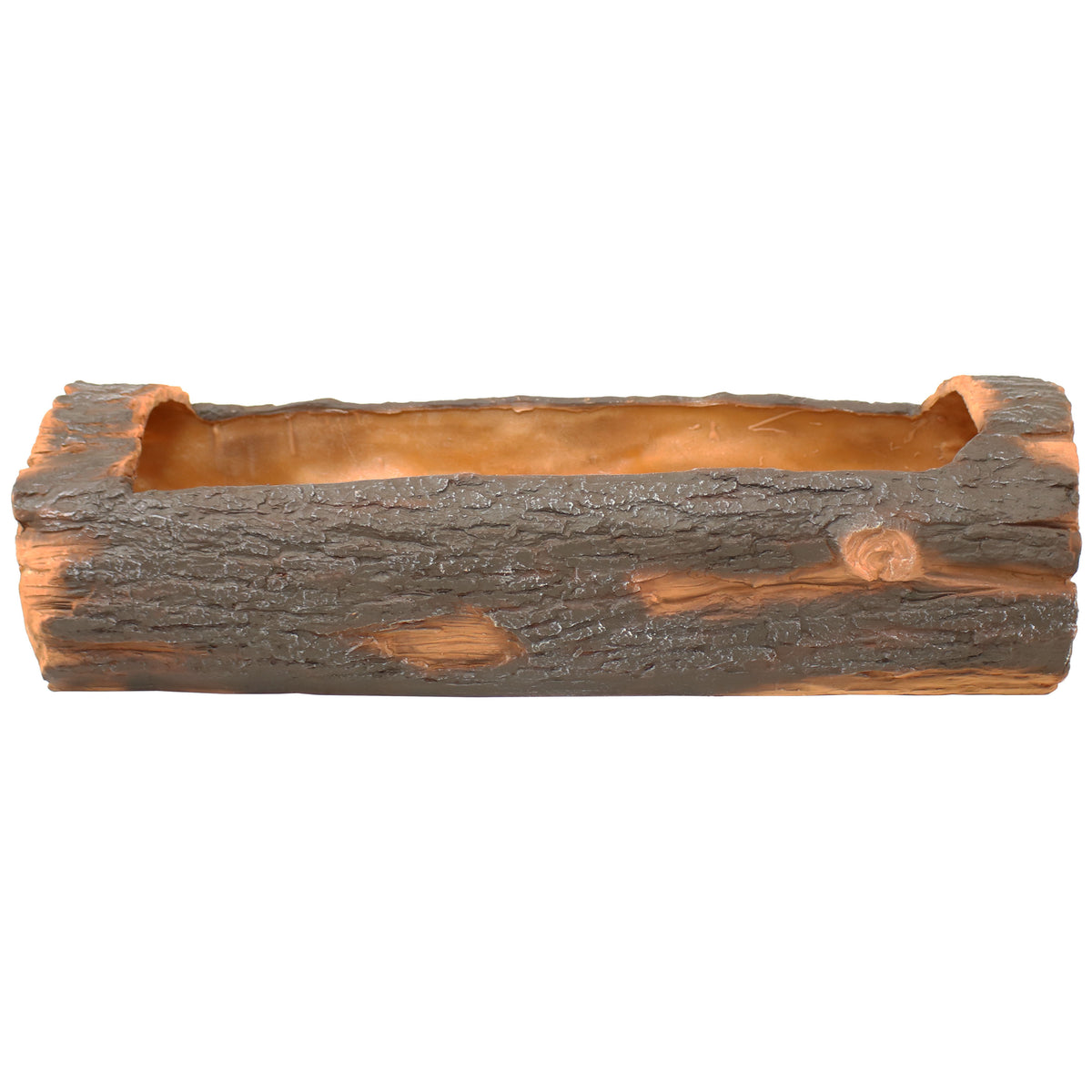 plastic log planter Sunnydaze Outdoor Rustic Polyresin Log Flower Pot Planter