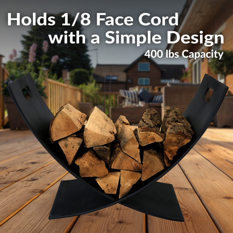 Sunnydaze Black Steel Curved Log Holder - 30"