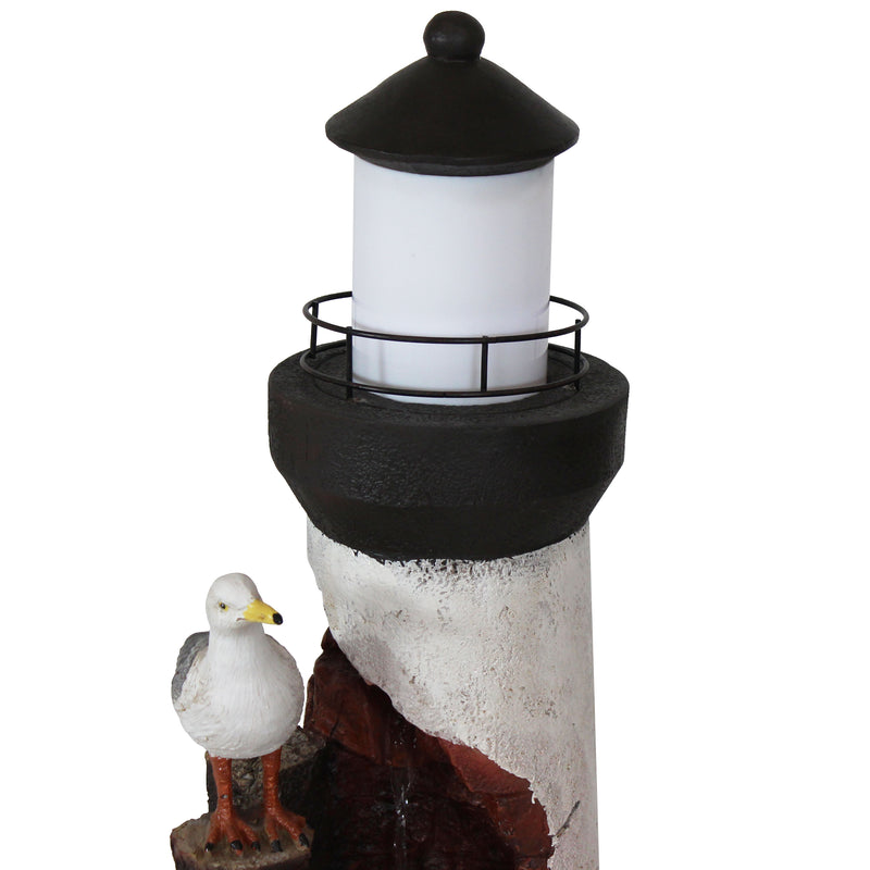 Sunnydaze Gull's Cove Outdoor Lighthouse Fountain with LED Light - 36"