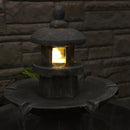 Sunnydaze 2-Tiered Pagoda Outdoor Water Fountain with LED Light - 40"