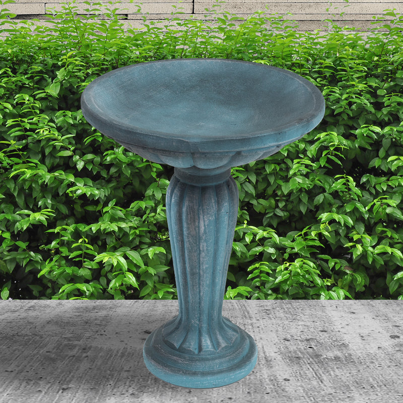 Sunnydaze Grecian Garden Reinforced Concrete Bird Bath - 20.25" H