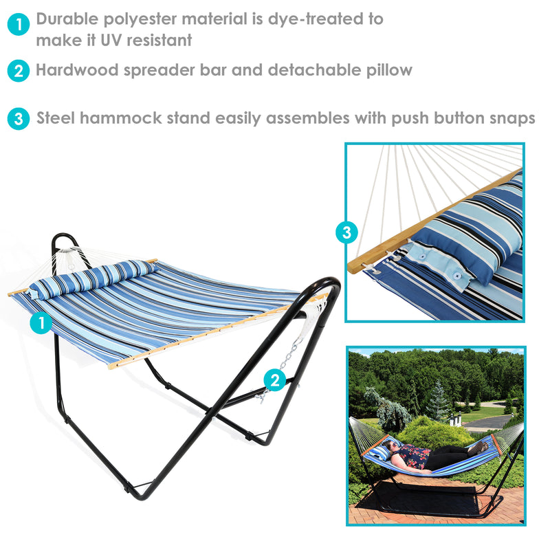 Sunnydaze Quilted 2-Person Hammock with Multi-Use Universal Stand