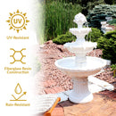 Sunnydaze 3-Tier Outdoor Water Fountain with Fruit Top - White - 52" H