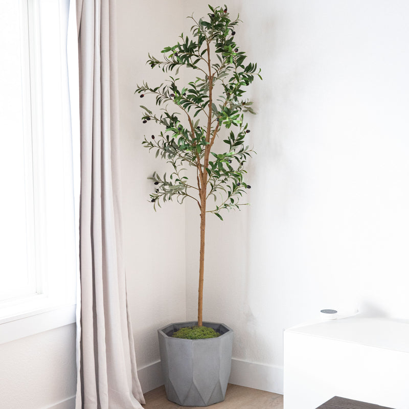 Sunnydaze Realistic Faux Olive Tree in Pot with Silk Leaves