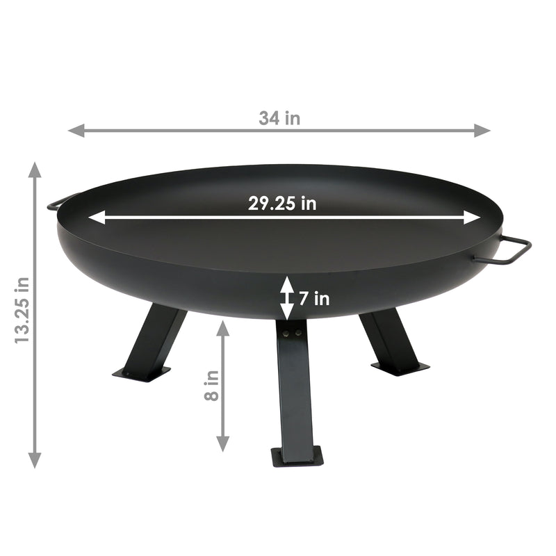 Sunnydaze Black Rustic Steel Fire Pit Bowl with Cover - 29.25"