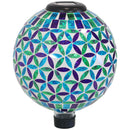 Sunnydaze Cool Blooms Glass Mosaic Garden Gazing Globe with LED Solar Light, 10-Inch