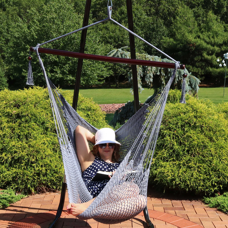 Sunnydaze Outdoor Extra Large Hanging Caribbean Hammock Chair