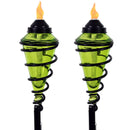 Sunnydaze Adjustable Height Metal Swirl with Glass Outdoor Lawn Patio Torch, Set of 2