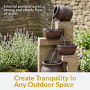 Sunnydaze Cascading Terra Bowls Solar Fountain with Battery Backup