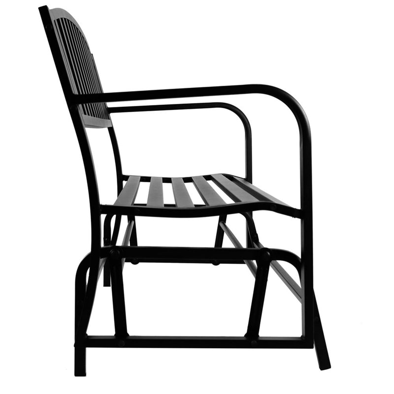 Sunnydaze 50" Black Steel Outdoor Patio Glider Bench