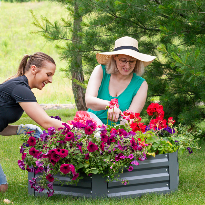 Sunnydaze Galvanized Steel Hexagon Raised Garden Bed - 12.25" H