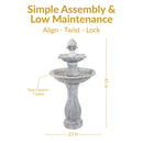 Sunnydaze 45" 2-Tier Arcade Solar Outdoor Water Fountain with LED