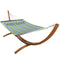 Sunnydaze 2-Person Double Hammock with Wooden Stand - Quilted Fabric - 400 Pound Capacity - Color Options