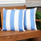 set of 2 blue and white striped square pillows