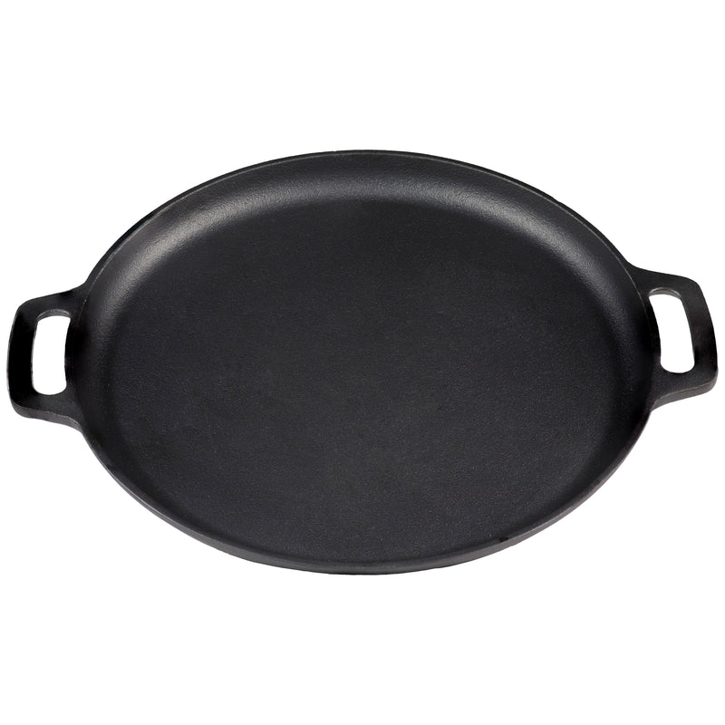 Sunnydaze Pre-Seasoned Cast Iron Pizza Pan with 2 Side Handles