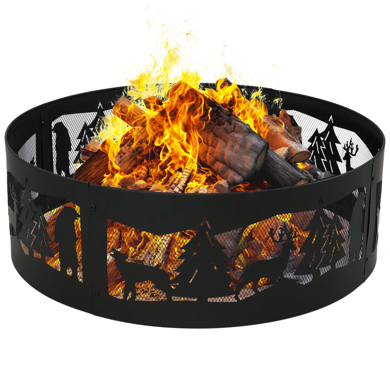 Sunnydaze Portable 36" Outdoor Fire Pit Ring with 360-Degree Cutouts
