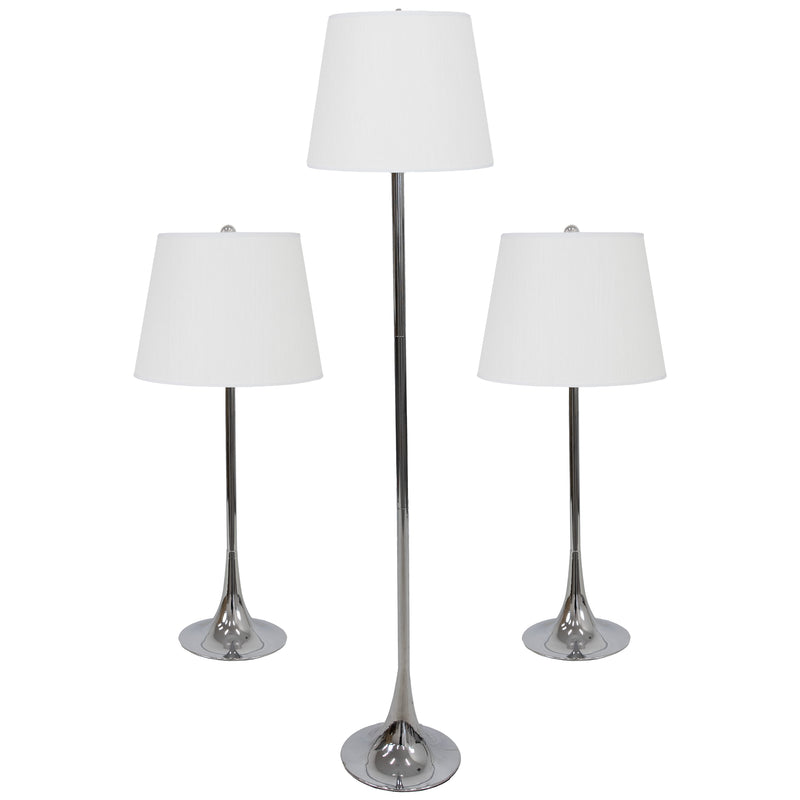 Sunnydaze Modern Splendor 3-Piece Floor and Table Lamp Set