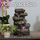 Sunnydaze 6-Tier Stone Falls Indoor Tabletop Fountain with LED Light - 15"