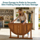 Sunnydaze Malaysian Hardwood Folding Gateleg Patio Round Dining Table