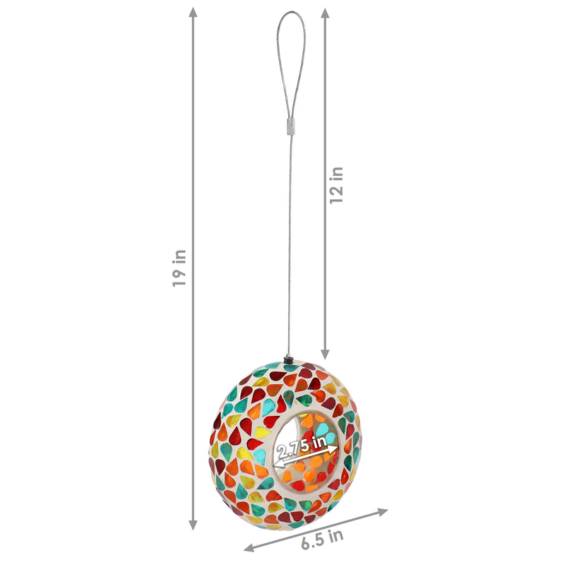 Sunnydaze Mosaic Fly-Through Hanging Bird Feeder - 6"