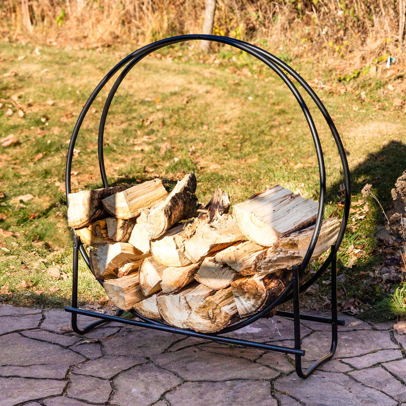 Sunnydaze Outdoor Round Firewood Rack