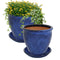 Sunnydaze Glazed Ceramic Planters with Saucers - Set of 2