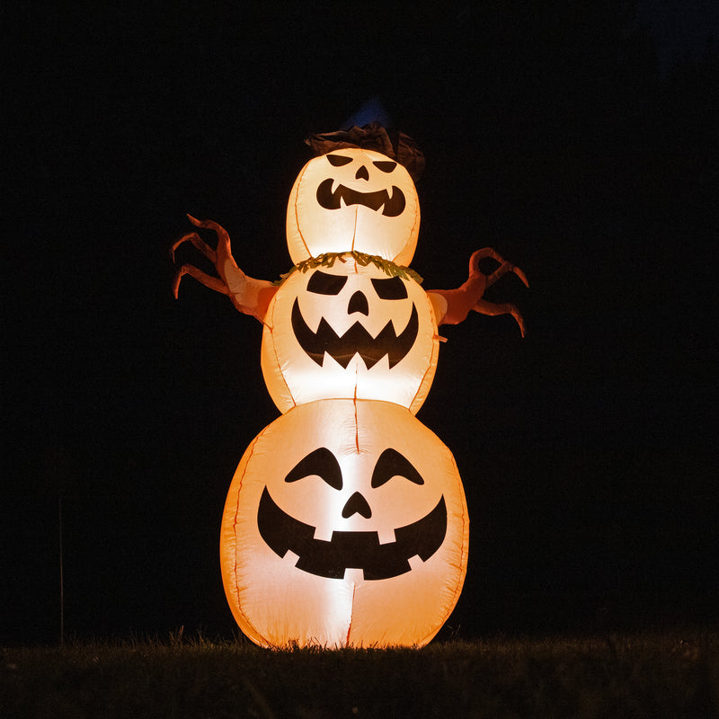 Sunnydaze 7’ Jack-O-Lantern Scarecrow Pumpkin Inflatable Halloween Decoration